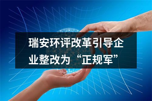 瑞安环评改革引导企业整改为“正规军”