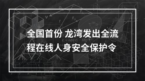 全国首份 龙湾发出全流程在线人身安全保护令