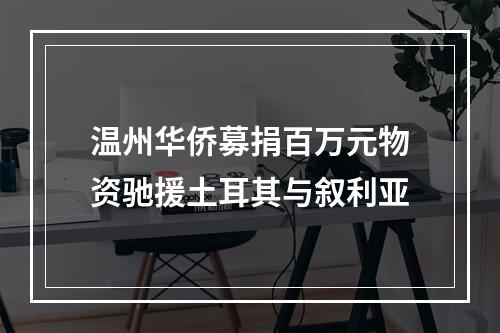 温州华侨募捐百万元物资驰援土耳其与叙利亚