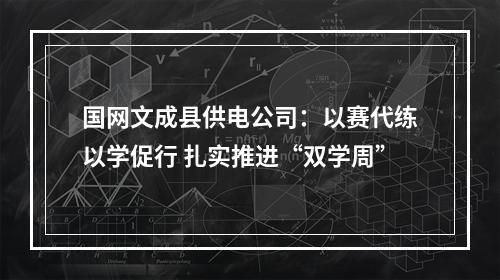 国网文成县供电公司：以赛代练以学促行 扎实推进“双学周”