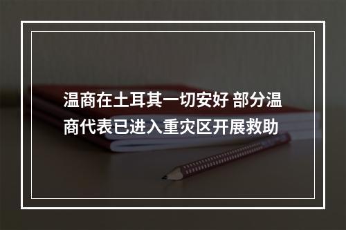 温商在土耳其一切安好 部分温商代表已进入重灾区开展救助