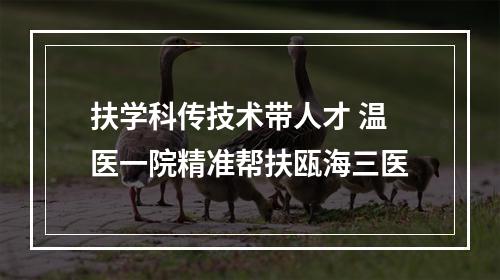 扶学科传技术带人才 温医一院精准帮扶瓯海三医