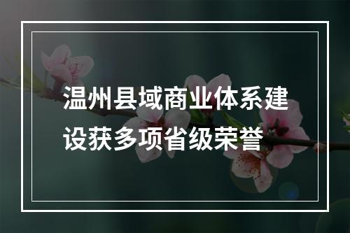温州县域商业体系建设获多项省级荣誉