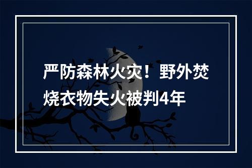 严防森林火灾！野外焚烧衣物失火被判4年