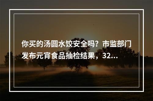 你买的汤圆水饺安全吗？市监部门发布元宵食品抽检结果，32批次全部合格