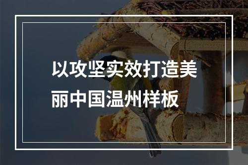 以攻坚实效打造美丽中国温州样板