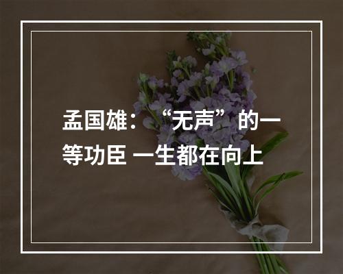 孟国雄：“无声”的一等功臣 一生都在向上