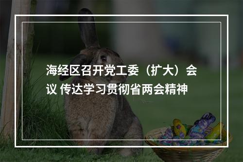 海经区召开党工委（扩大）会议 传达学习贯彻省两会精神