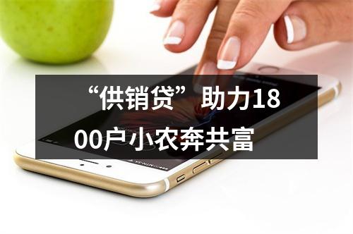 “供销贷”助力1800户小农奔共富
