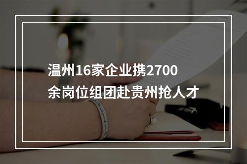 温州16家企业携2700余岗位组团赴贵州抢人才