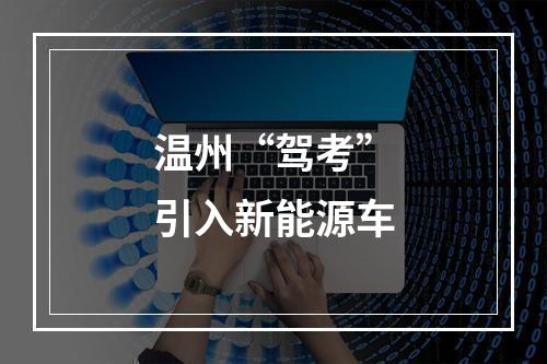 温州“驾考”引入新能源车