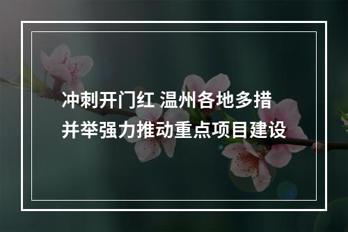 冲刺开门红 温州各地多措并举强力推动重点项目建设