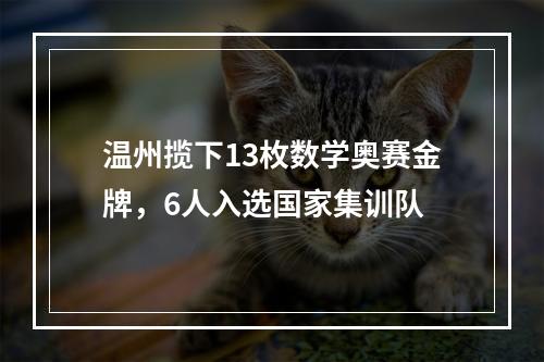 温州揽下13枚数学奥赛金牌，6人入选国家集训队