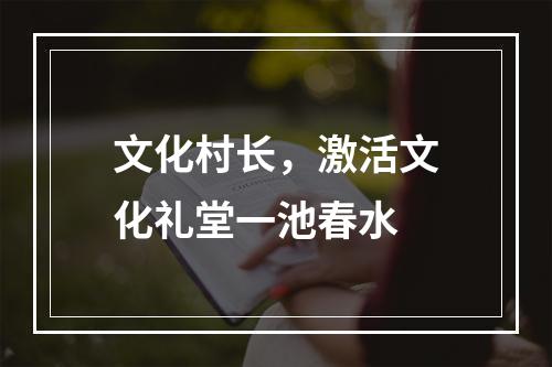 文化村长，激活文化礼堂一池春水