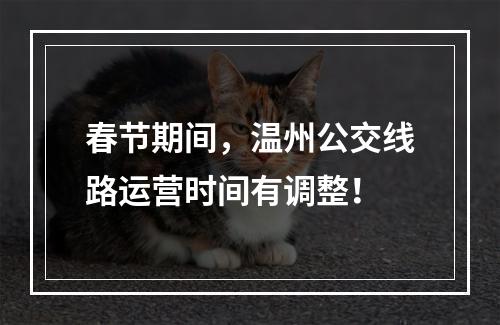 春节期间，温州公交线路运营时间有调整！