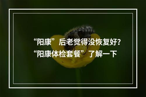 “阳康”后老觉得没恢复好？“阳康体检套餐”了解一下