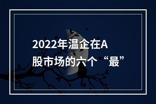 2022年温企在A股市场的六个“最”