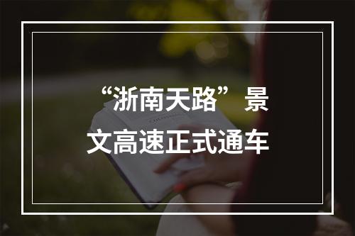 “浙南天路”景文高速正式通车