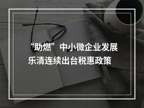 “助燃”中小微企业发展 乐清连续出台税惠政策
