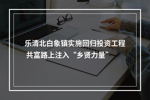乐清北白象镇实施回归投资工程 共富路上注入“乡贤力量”