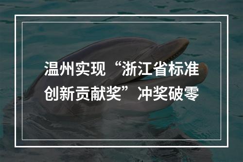 温州实现“浙江省标准创新贡献奖”冲奖破零