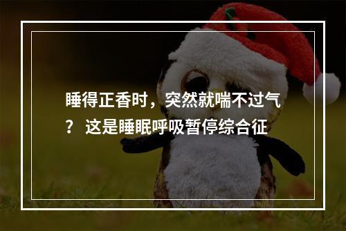 睡得正香时，突然就喘不过气？ 这是睡眠呼吸暂停综合征