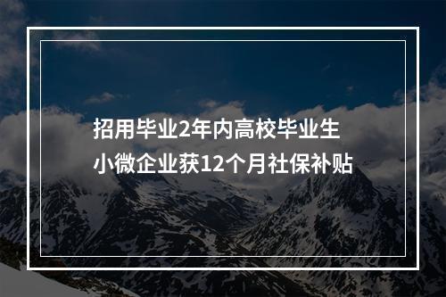 招用毕业2年内高校毕业生 小微企业获12个月社保补贴