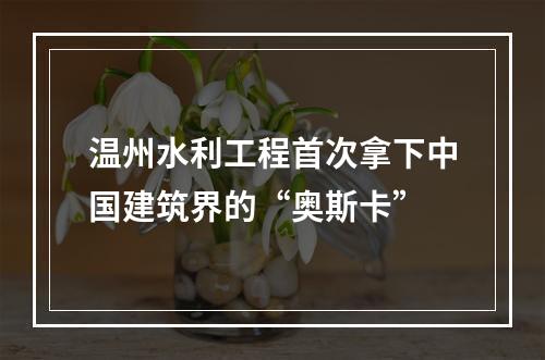 温州水利工程首次拿下中国建筑界的“奥斯卡”