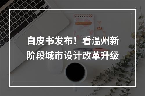 白皮书发布！看温州新阶段城市设计改革升级