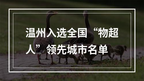 温州入选全国“物超人”领先城市名单
