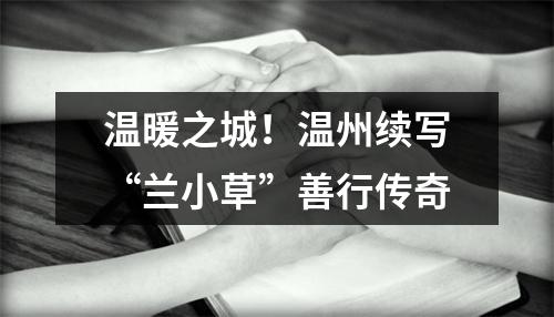 温暖之城！温州续写“兰小草”善行传奇