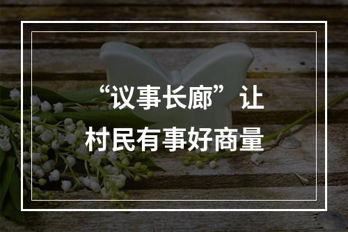 “议事长廊”让村民有事好商量