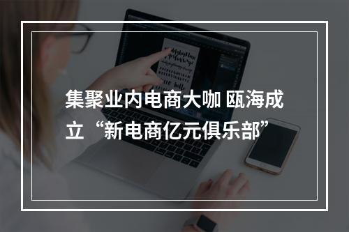 集聚业内电商大咖 瓯海成立“新电商亿元俱乐部”