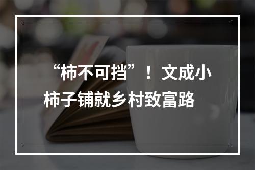 “柿不可挡”！文成小柿子铺就乡村致富路
