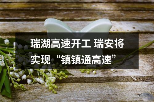 瑞湖高速开工 瑞安将实现“镇镇通高速”