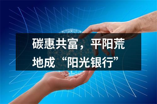 碳惠共富，平阳荒地成“阳光银行”