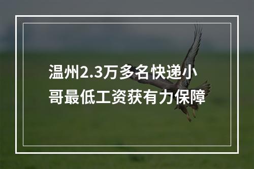 温州2.3万多名快递小哥最低工资获有力保障