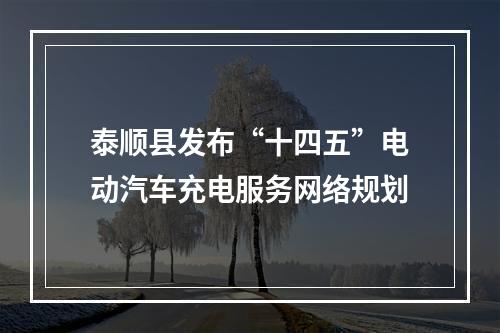 泰顺县发布“十四五”电动汽车充电服务网络规划