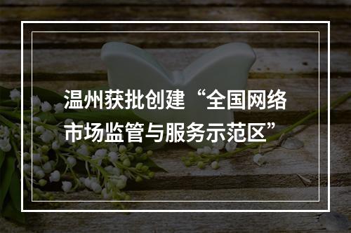温州获批创建“全国网络市场监管与服务示范区”