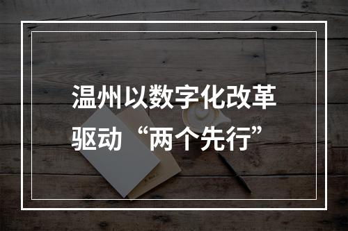 温州以数字化改革驱动“两个先行”