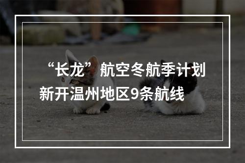 “长龙”航空冬航季计划新开温州地区9条航线