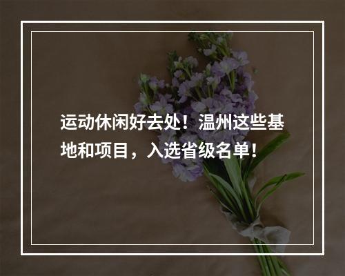 运动休闲好去处！温州这些基地和项目，入选省级名单！