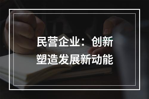 民营企业：创新塑造发展新动能