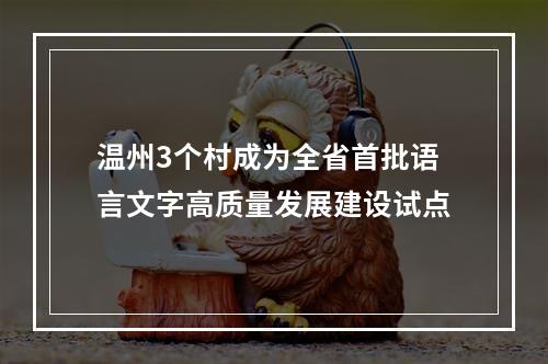 温州3个村成为全省首批语言文字高质量发展建设试点