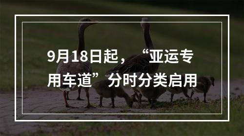 9月18日起，“亚运专用车道”分时分类启用