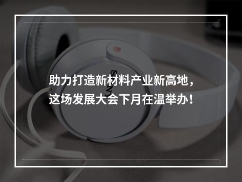 助力打造新材料产业新高地，这场发展大会下月在温举办！