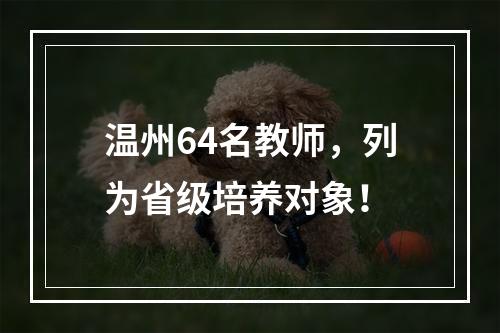 温州64名教师，列为省级培养对象！