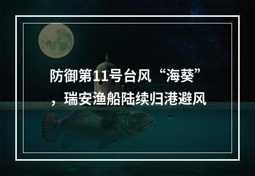 防御第11号台风“海葵”，瑞安渔船陆续归港避风