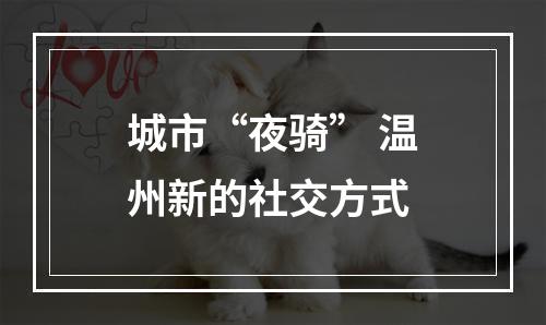 城市“夜骑” 温州新的社交方式