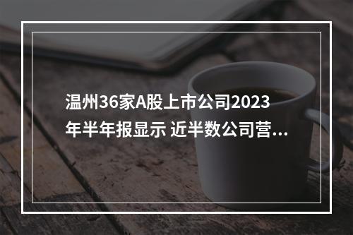 温州36家A股上市公司2023年半年报显示 近半数公司营收超10亿元